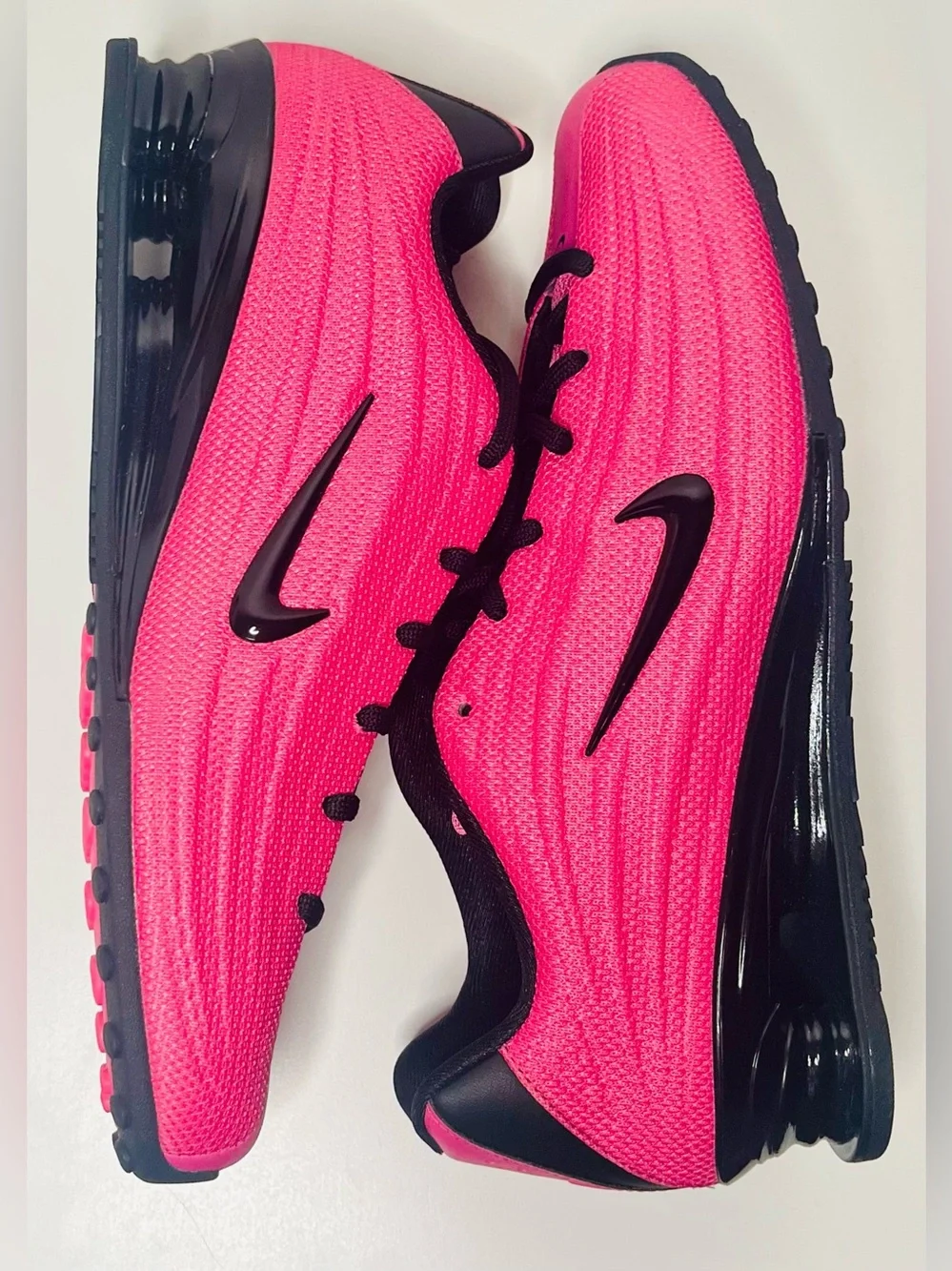 Nike Women’s Shox Pink Running Sneakers with Black Accents